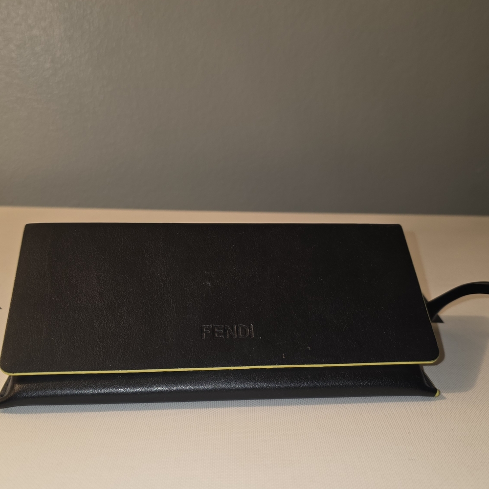 Fendi Black Sunglasses Case with Yellow Accent